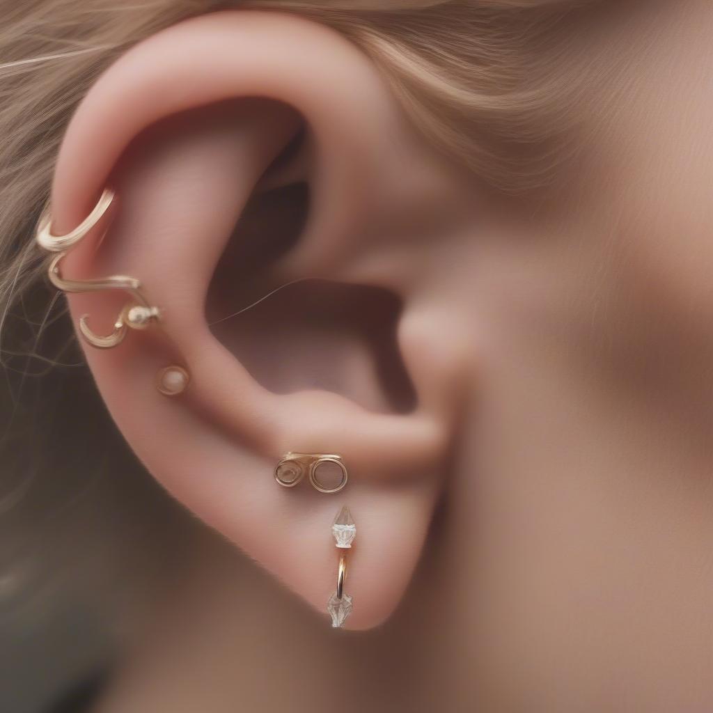 Various Clear Ear Piercings