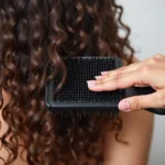 Close-Up Paddle Brush on Curly Hair