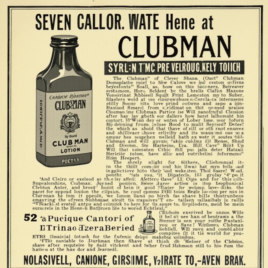 Vintage Clubman Aftershave Advertisement