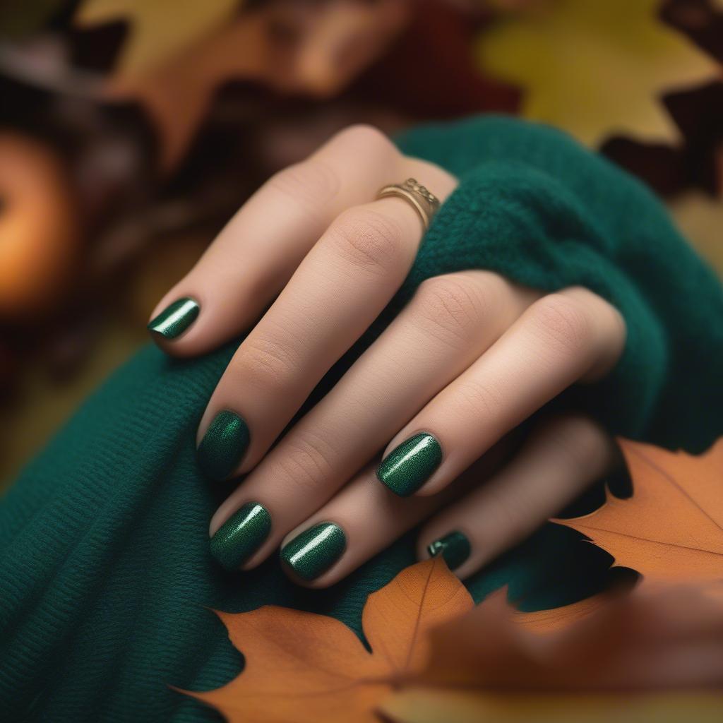 CND Shellac Emerald Green Manicure for Fall