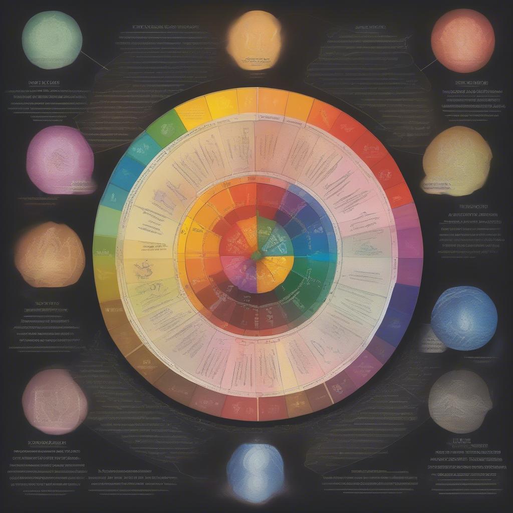 Color Wheel Magic: A color wheel showing the relationships between different colors and their magical associations.