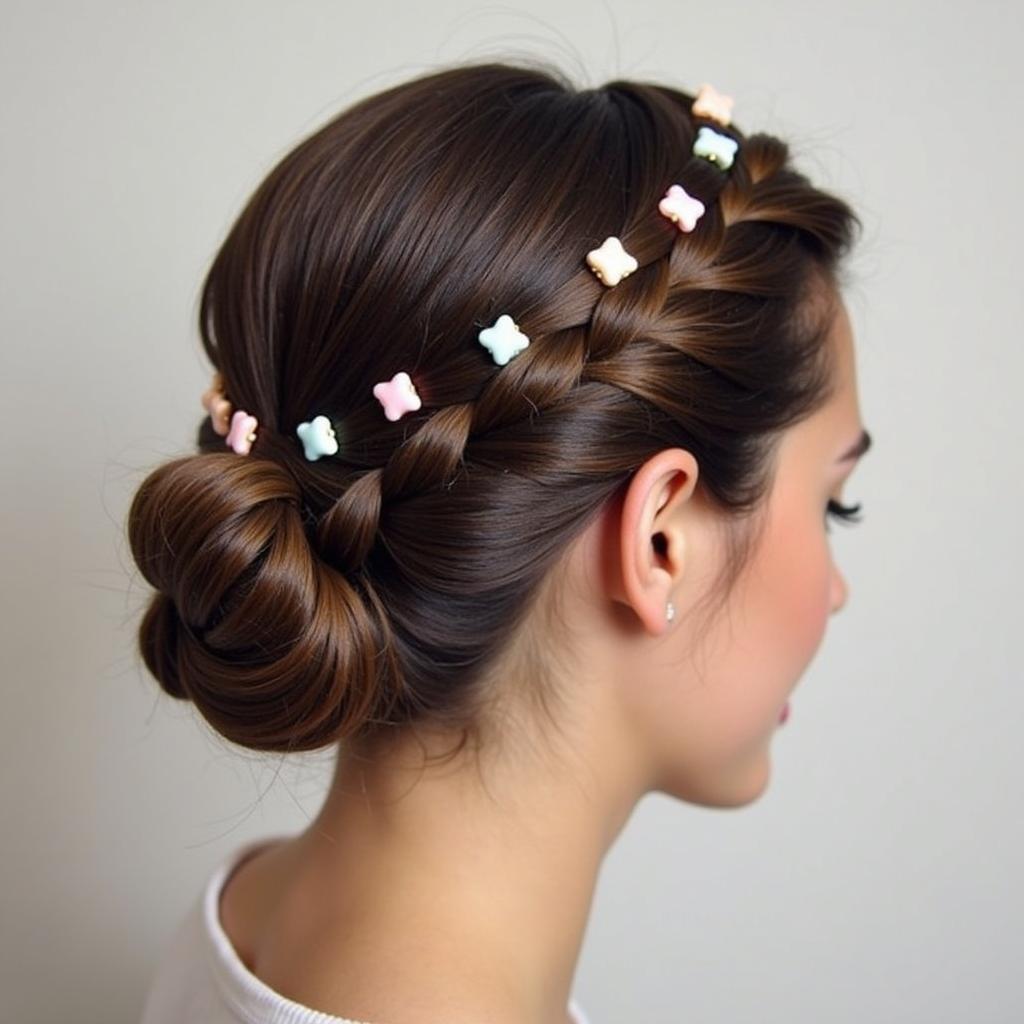 Colored Clips in a Braided Bun