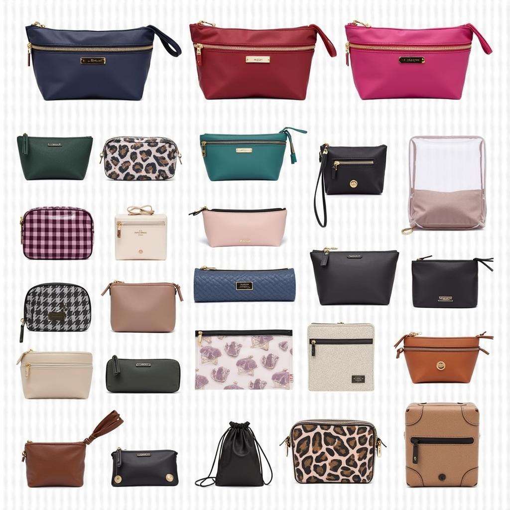 Various Compact Cosmetic Bags in Different Sizes and Colors