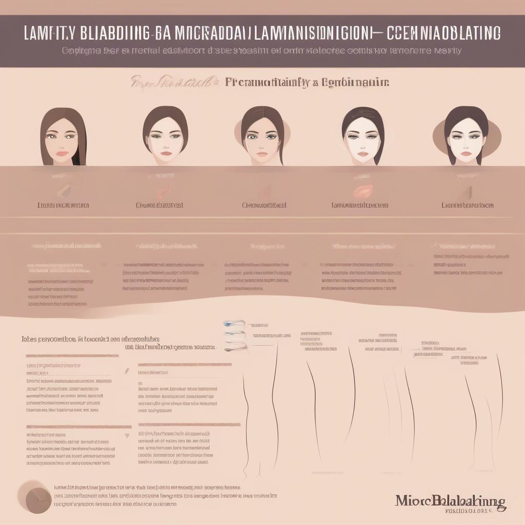 Visual comparison chart of microblading and lamination