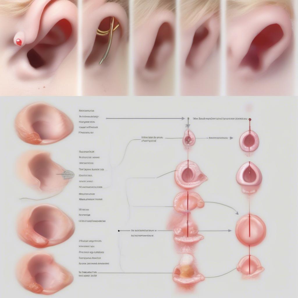 Contra Conch Healing Process: A timeline illustrating the different stages of healing for a contra conch piercing, from the initial piercing to the fully healed stage.