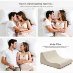 Couple enjoying intimate moments with wedge pillow support.