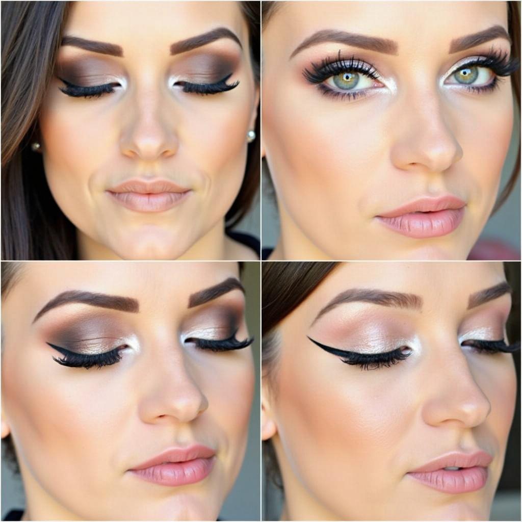 Various Eye Makeup Looks Using Cream and Powder Eyeshadows