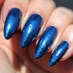 Crinkled blue foil nail art