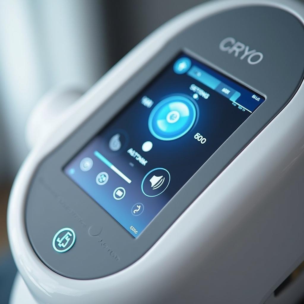 Close up of cryo skin therapy device