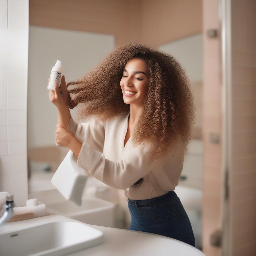 Applying Curl Styling Milk to Wet Hair