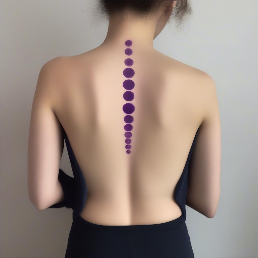 Dark cupping marks on a person's back after a cupping therapy session