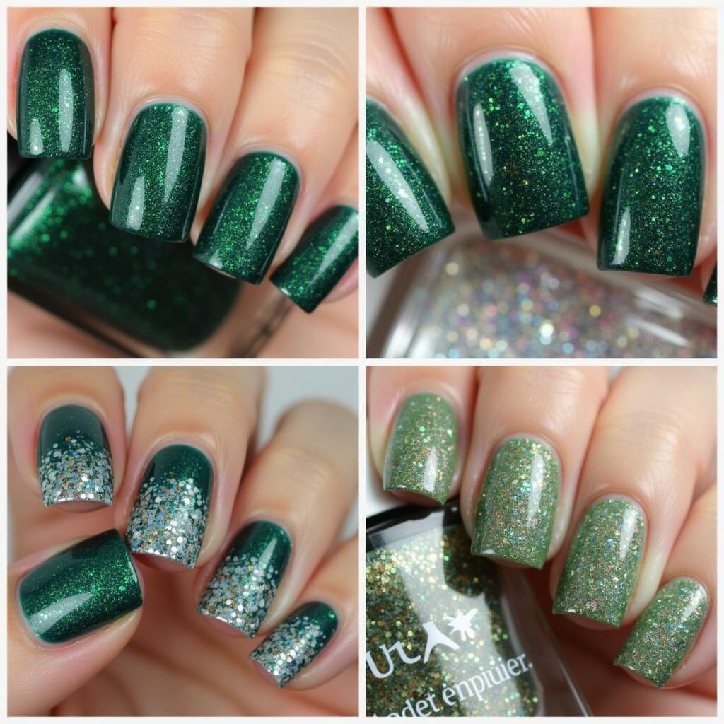 Dark Green Glitter Nail Polish Shades