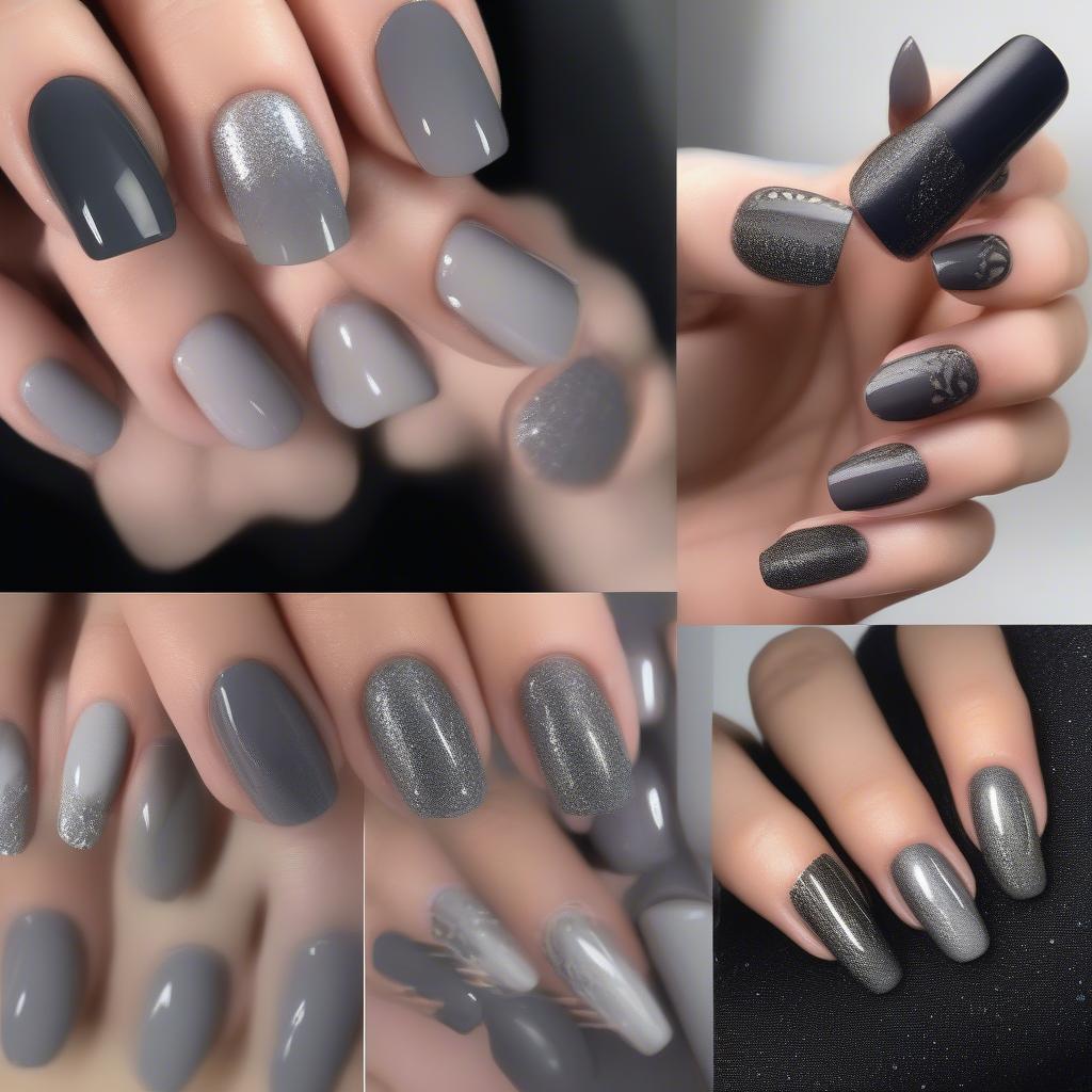 Dark Grey Gel Nail Art Designs