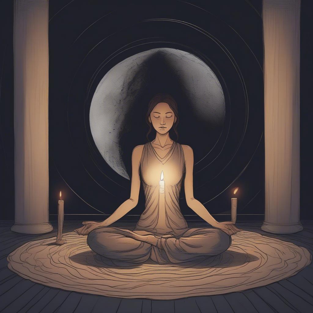 Woman Meditating During the Dark Moon