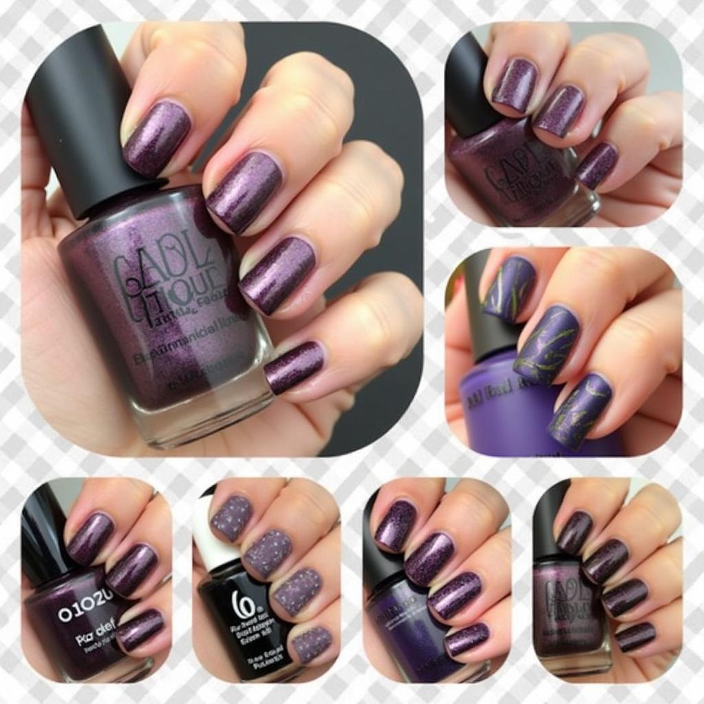 Nail art designs using dark purple metallic nail polish