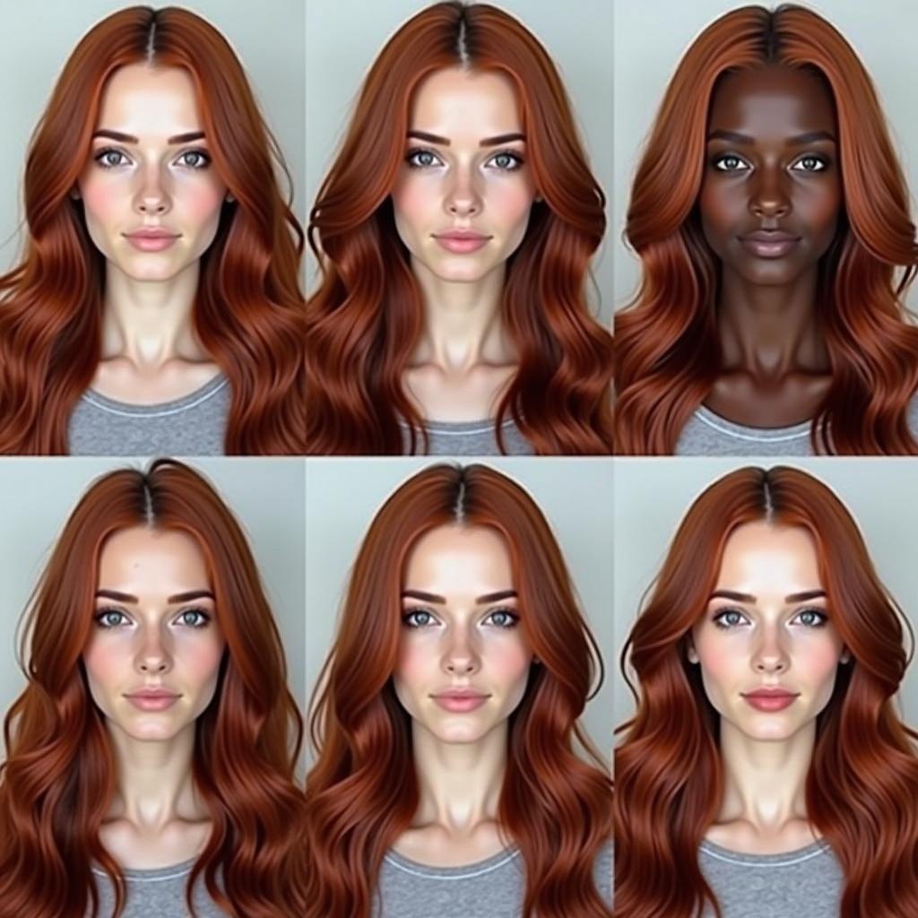 Dark Red Copper Hair on Different Skin Tones