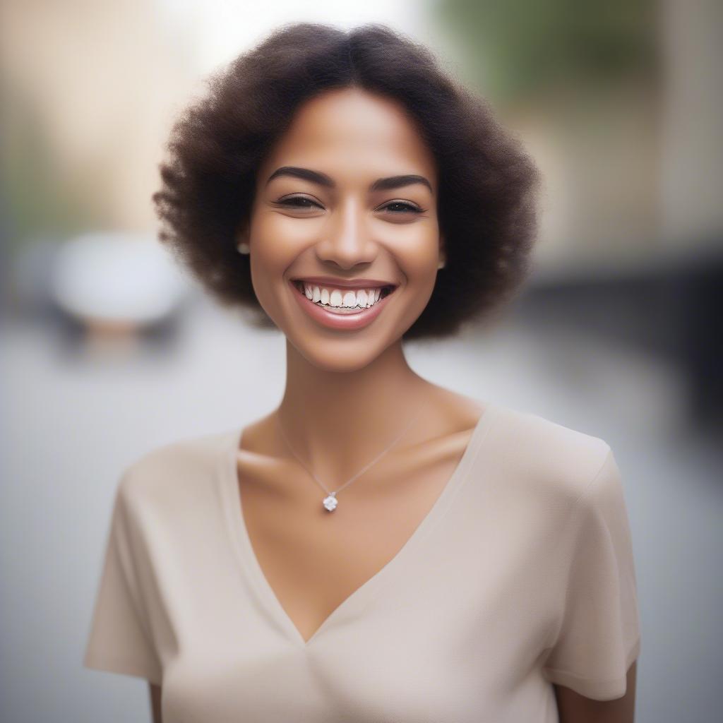 Smiling woman with dental jewelry diamond