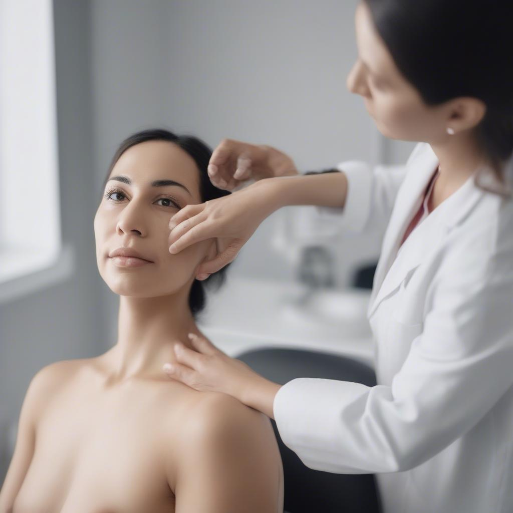 Dermatologist Examining Patient's Skin