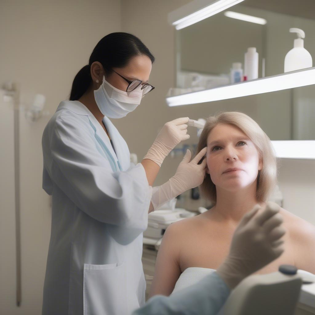 Dermatologist Examining Patient's Skin