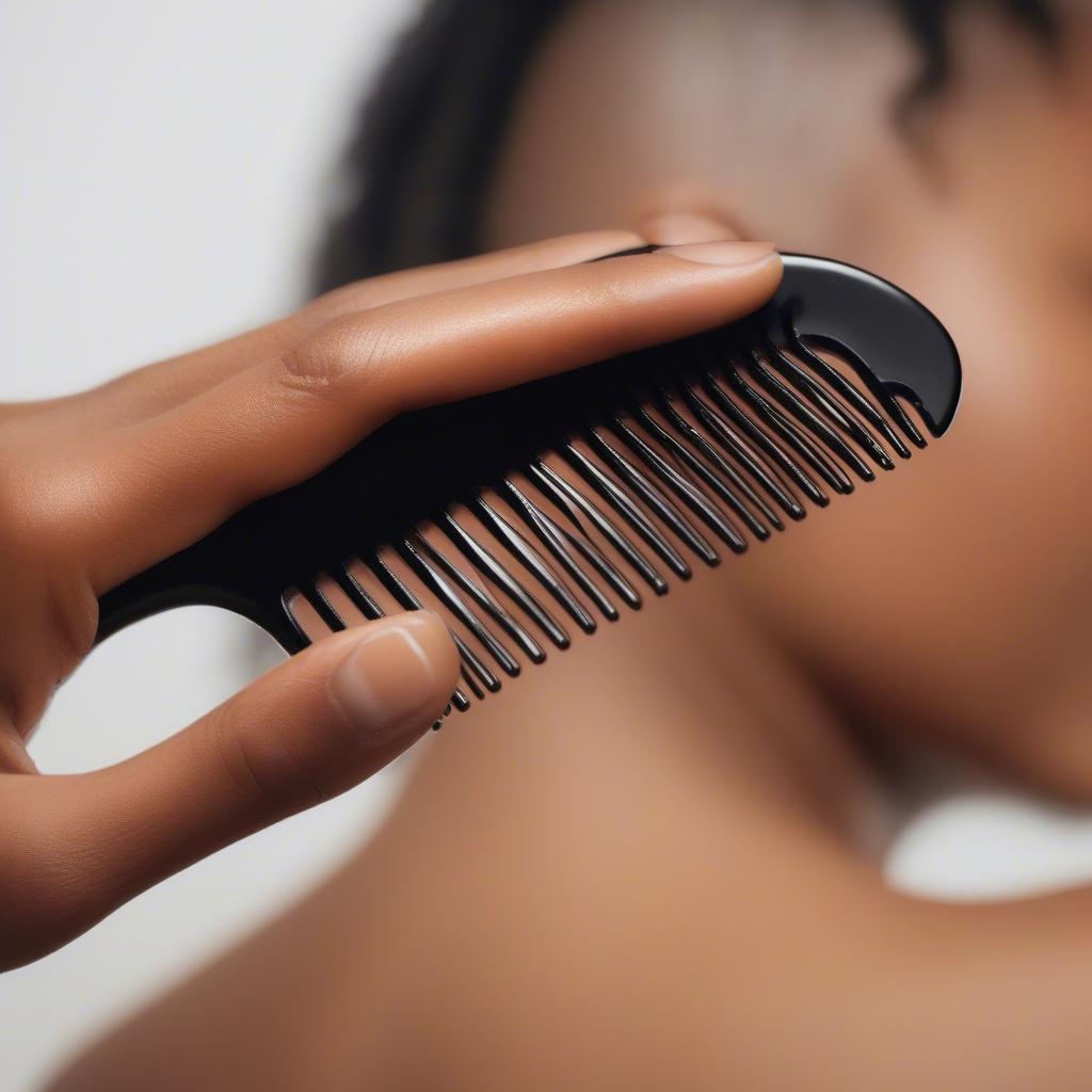 Detangling wet natural hair with a wide-tooth comb