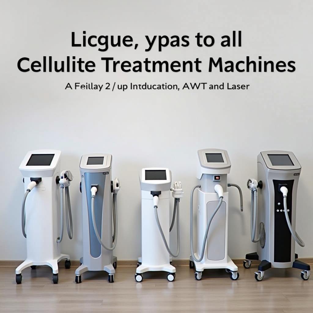 Variety of cellulite treatment machines in a clinic