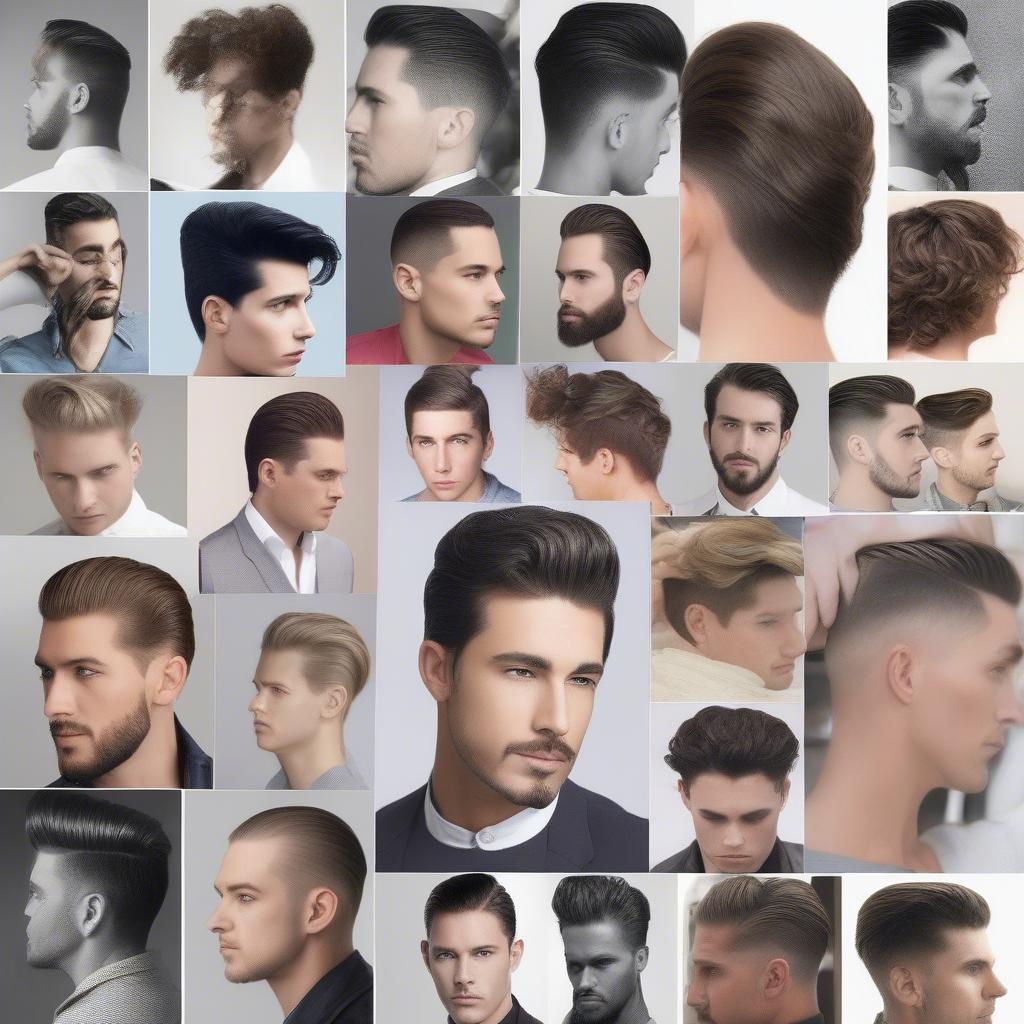 Variety of gel hairstyles.