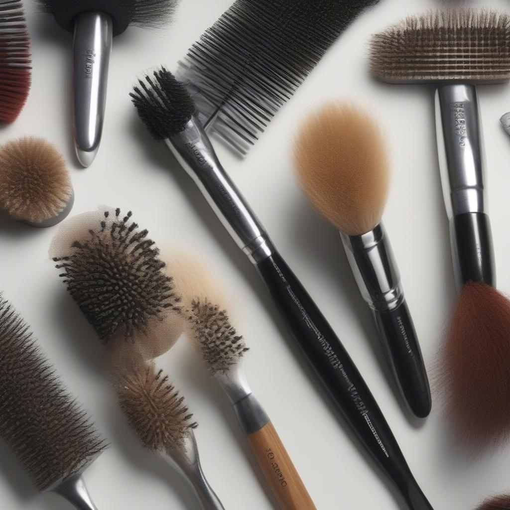 Different types of hard brushes suitable for various stages of wave development