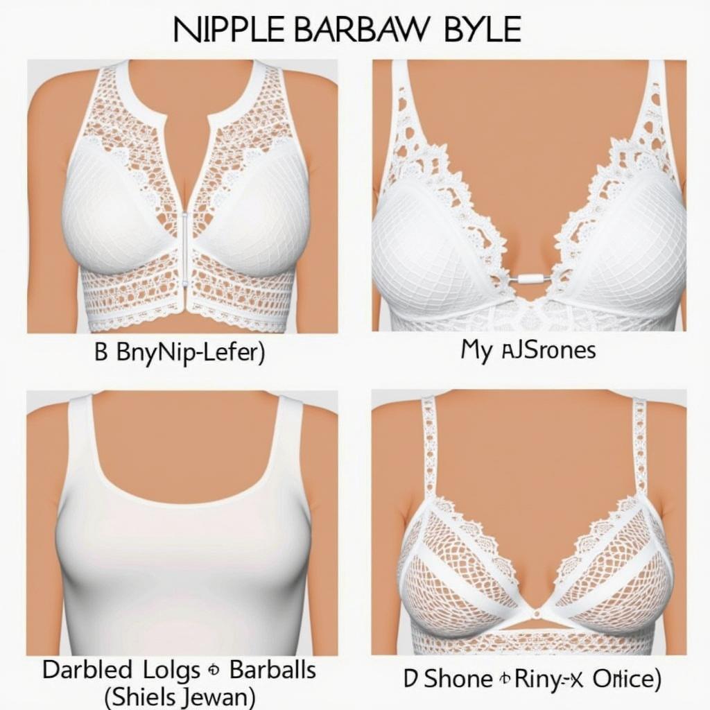 Showcase how various nipple piercing jewelry styles look with different tops