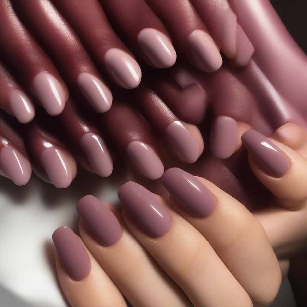 Various Shades of Light Burgundy Nail Polish Bottles