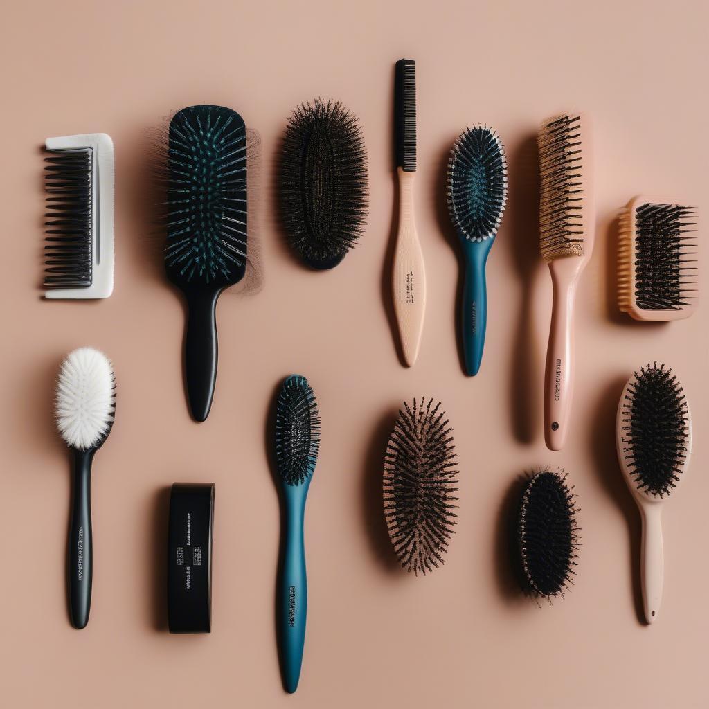 Various hair brushes for use in shower