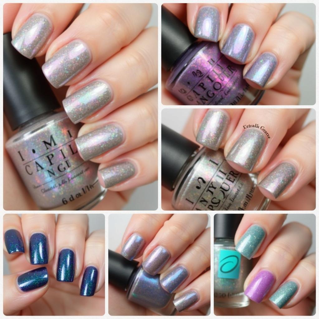 Variety of Unicorn Chrome Powder Effects on Nails