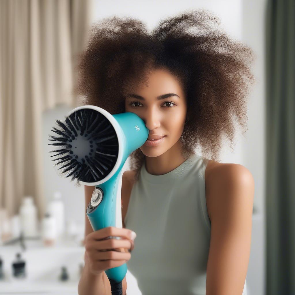 Diffusing Curly Hair for a Glossy Shake and Go