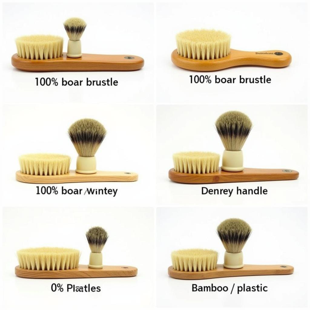 Different types of dom dom boar bristle brushes