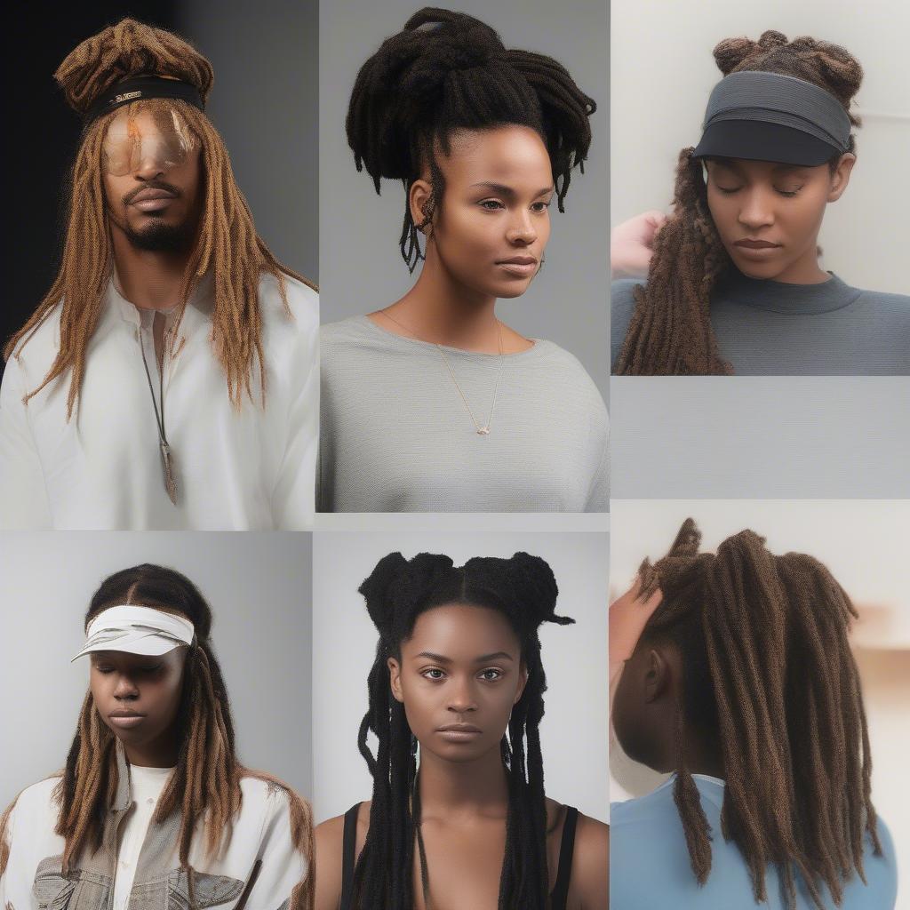 Various Dreadlock Styles with a Visor