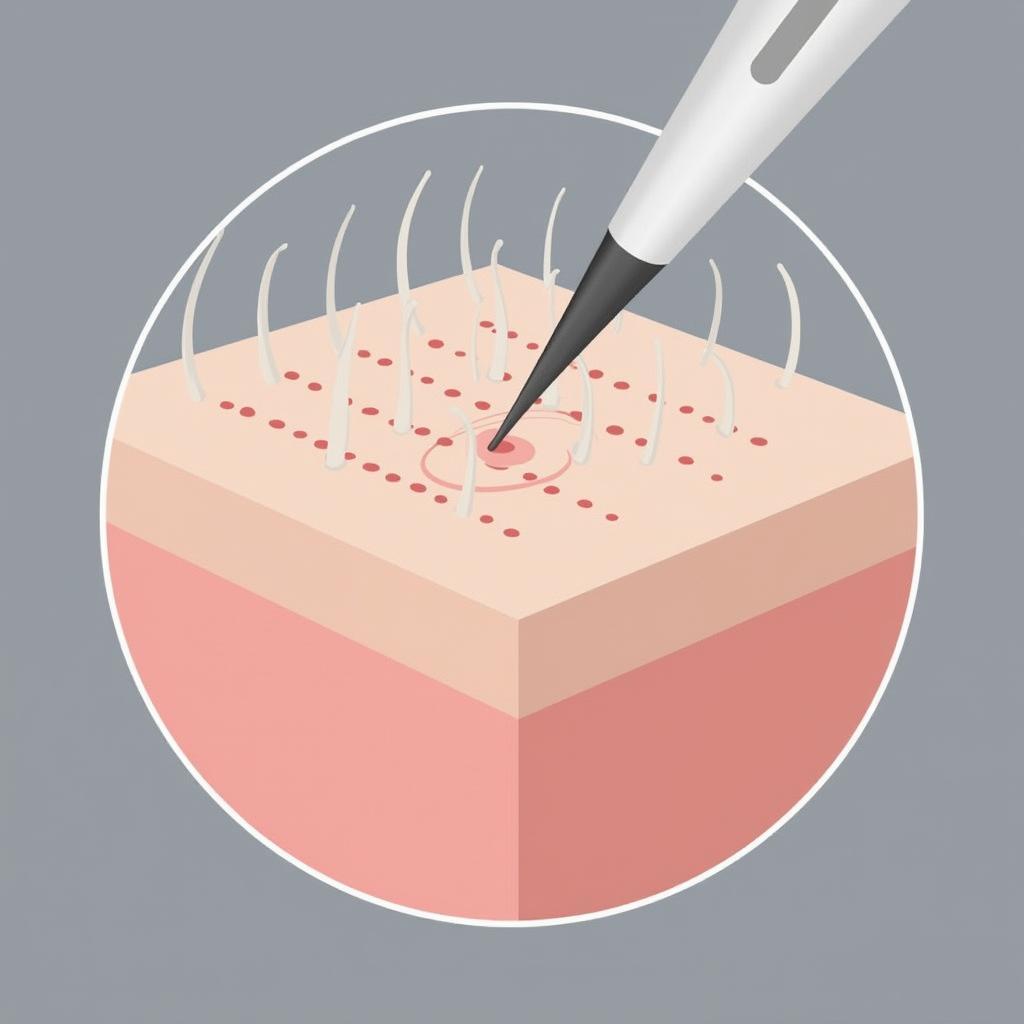 Electrolysis Needle and Hair Follicle