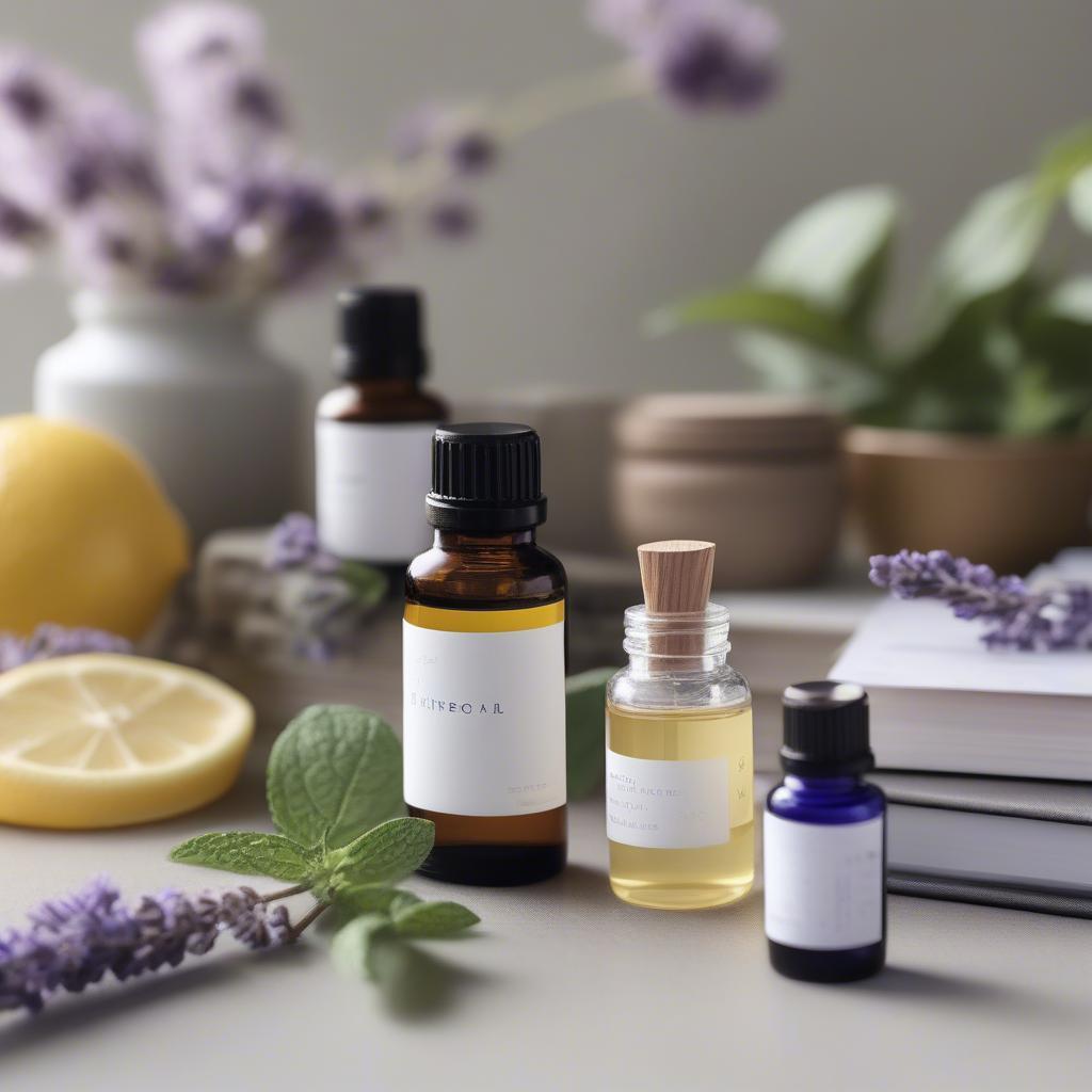 Essential oils for office diffuser: peppermint, lavender, lemon