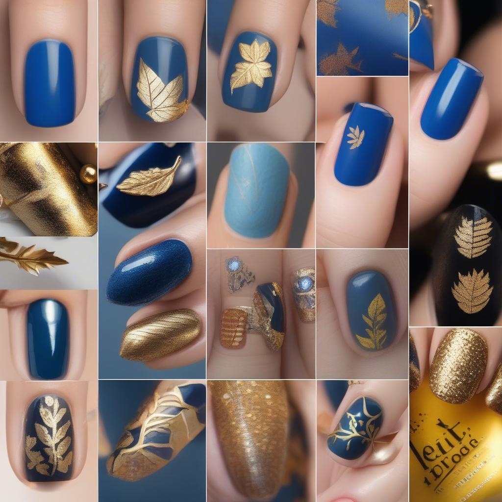 Fall Blue Nail Art Designs