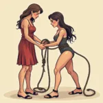 Femdom Bondage Power Dynamics Illustration