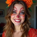 Woman with a completed and comfortable costume makeup look