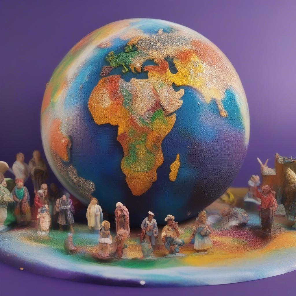 Creative art project using a foam earth ball