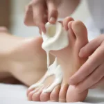 Applying Foot Softener Cream