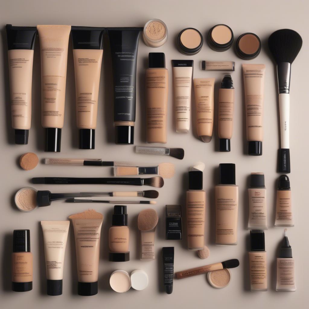 A comprehensive foundation set for makeup artists including various shades and undertones.