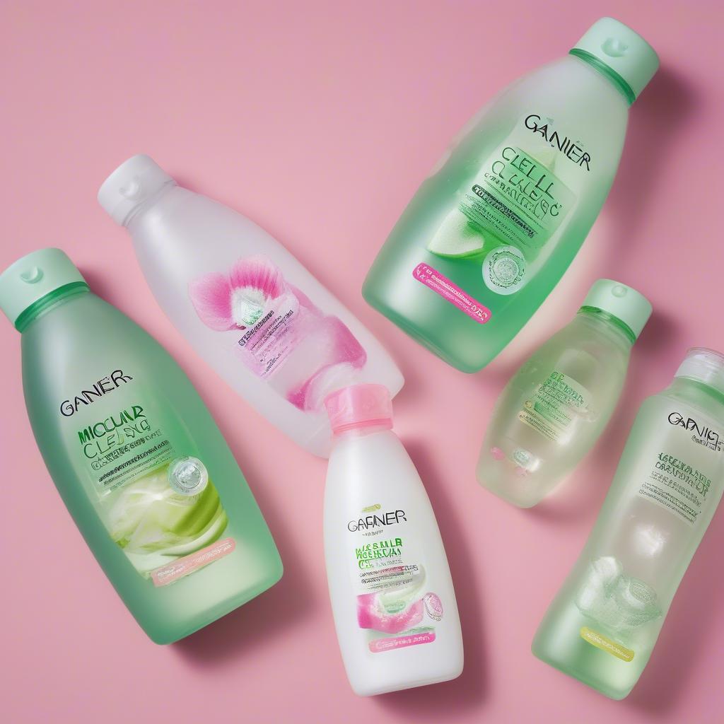 Garnier Micellar Water Pink and Green Cap Bottles