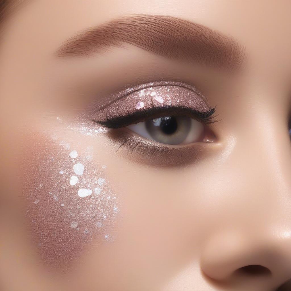 Applying glitter drops to eyelids