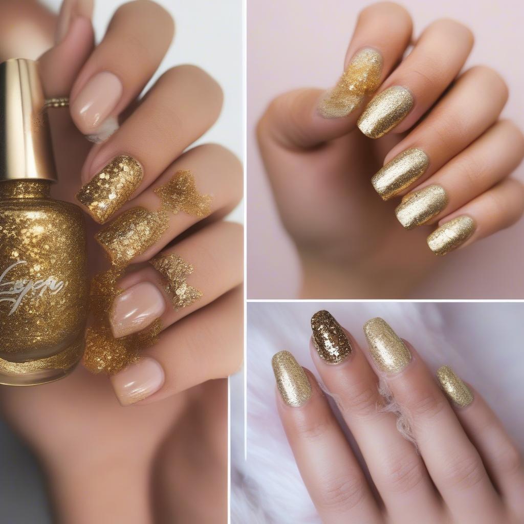 Gold Glitter Nail Designs Inspiration