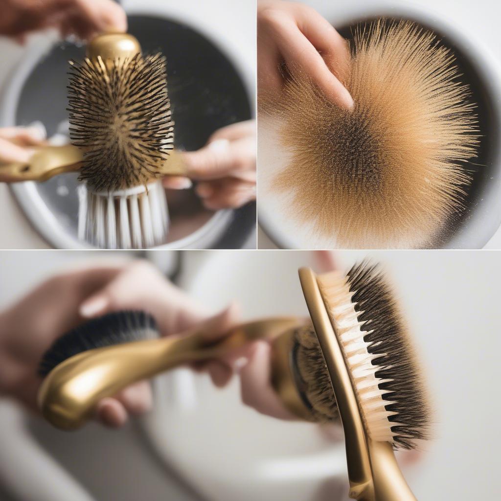 Cleaning and maintaining a gold hair brush