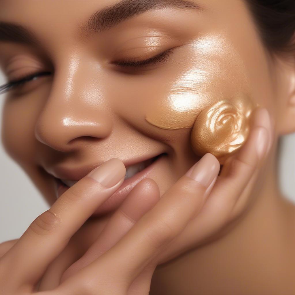 Applying Golden Rose Tinted Moisturizer