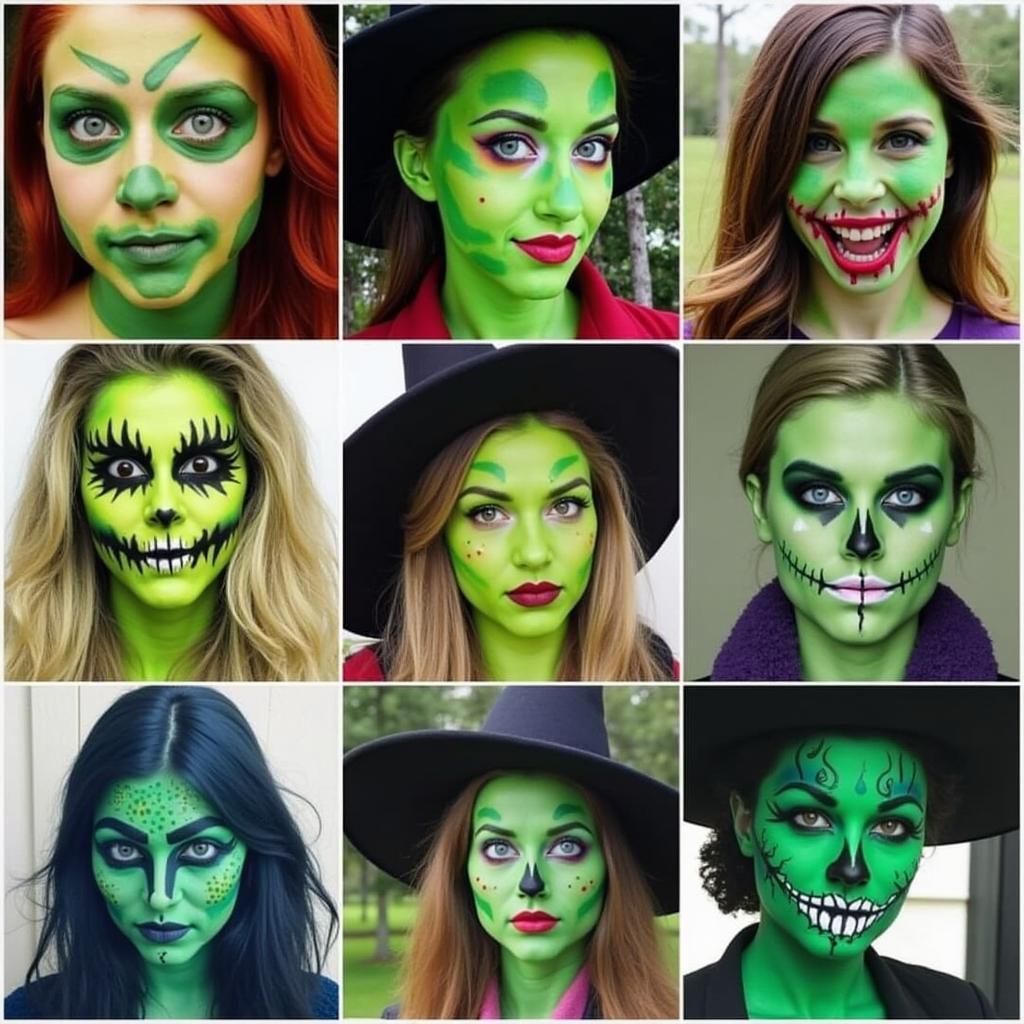 Green Face Paint Designs for Halloween