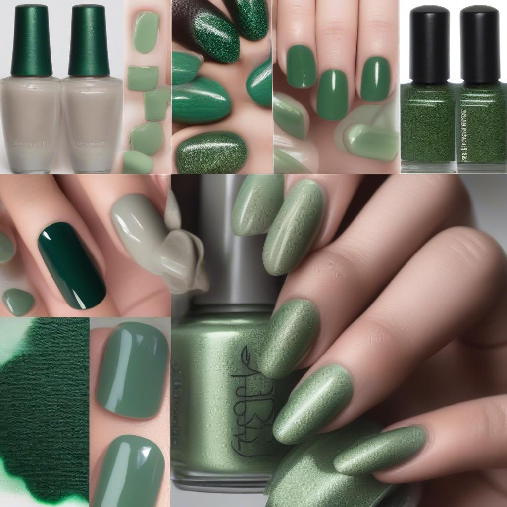 Various Shades of Green Gel Nail Polish