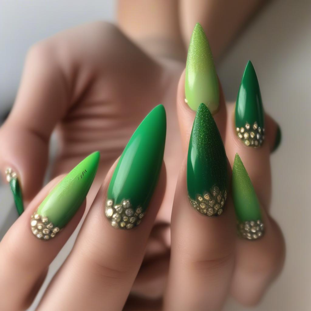 Green Ombre Gel Nails for Summer